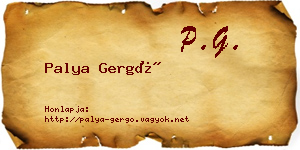 Palya Gergő névjegykártya